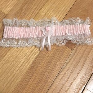 Light Pink Garter with White Lace